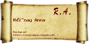 Rónay Anna névjegykártya
