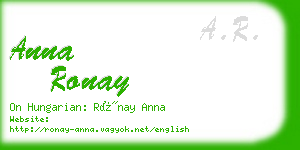 anna ronay business card